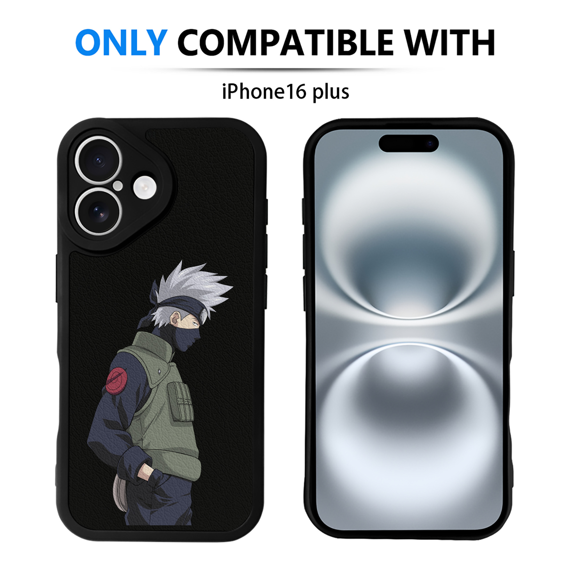 （画像用） NARUTO -ナルト- はたけ カカシ Hatake Kakashi 【iPhone 16シリーズ対応】シリコンスマホケース（レザー調） 材質：シリコン